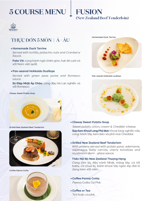 Fusion 5 course set menu (New Zealand beef tenderloin)